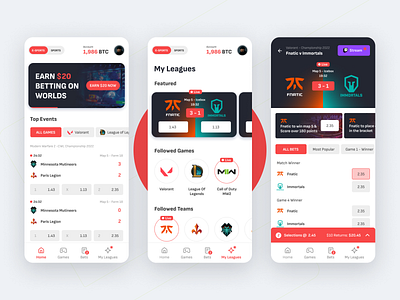 E-Sports Betting Mobile app betting design e sports esports gaming interface kyran leech sportsbook ui ux web