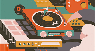 In love with a turntable colors design graphic design guitar illustration love music turntable