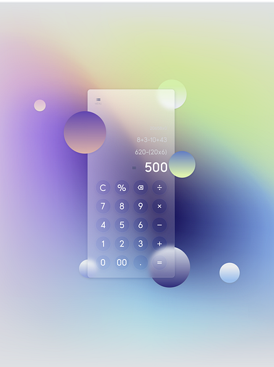 Calculator (Glass morphism)- UI design app design glassmorphism typography ui ux