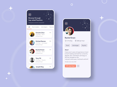 Tarot Psychic App UI Design app screen app ui astro astrologer astrology future horoscope minimal modern psychic reader sign spiritual star tarot ui zodiac