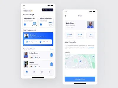 Pet Appointment Mobile App app appointment cat dailyui design doctor ecommerce interface mobile app online pet pet vet uidesign uiux vet veterinarian veterinary