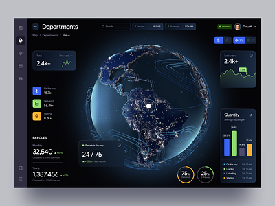 Delivery Admin Panel Dashboard - Web App UI Concept 3d admin panel courier dashboard delivery earth infographics map planet shipping tracking ui ux world