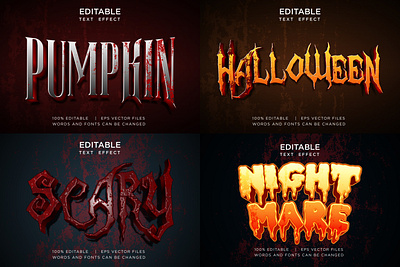 HALLOWEEN TEXT EFFECT POSTER TEMPLATE background effect font graphic design horror poster style