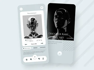 NFT Application app app design blockchain cryptoart cryptocurrency etherium mobile mobile app mobile app design mobile design mobile ui nft token