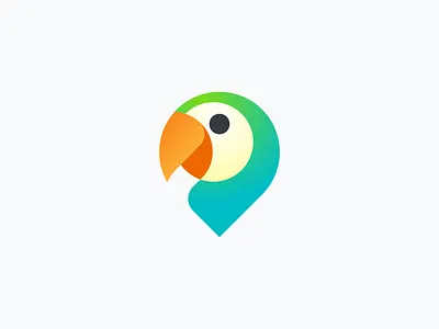PinParrot animal bird branding clever colorful design fun gradient icon identity illustration location logo mark minimal parrot pin spgmarks symbol youtube