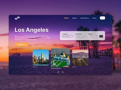Travel Los Angeles Landing Page Concept adobe app branding concept concept design design designer figma flat design graphic design illustration landing page logo los angeles travel typography ui ui design web design website