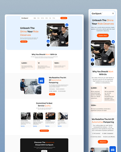 Car Service Landing Page Design auto parts auto repair autoindustry branding car detailing car service car service company car wash carmaintenance graphic design logo ui vehicleservice web design