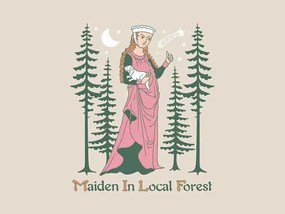 Maiden In Local Forest (MILF) forest graphic design hand drawn illustration medieval middle ages witchy woman