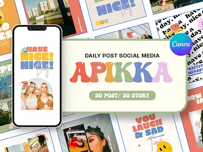 Apikka Daily Social Media brand canva canva template concept daily post design illustration instagram instagram template socialmedia templates