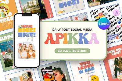 Apikka Daily Social Media brand canva canva template concept daily post design illustration instagram instagram template socialmedia templates