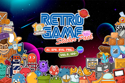 Retro Game Sticker Pack Vol.3 80s 90s concept design illustration nostalgia retro game retro sticker sticker sticker pack y2k