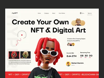 NFT Market Place Landing. 3d 3d nft binance bitcoin clean crypto crypto web cryptocurrency defi homepage landing page marketplace nft nft landing nft ui nft website simple token user interface web design