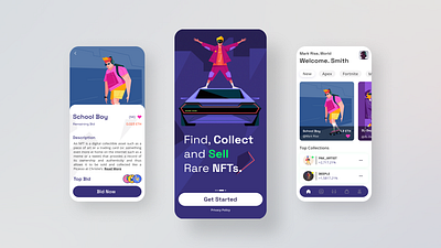 NFT Marketplace Mobile App app design art binance bitcoin blockchain cryptoart cryptocurrency eth ethereum futuristic marketplace mobile mobile app nft nfts rondesign shop token ui design web 3.0