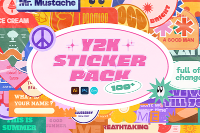 Y2K Sticker Pack Vol.1 70s 80s 90s brand canva sticker concept illustration retro vibes sticker sticker pack y2k y2k sticker