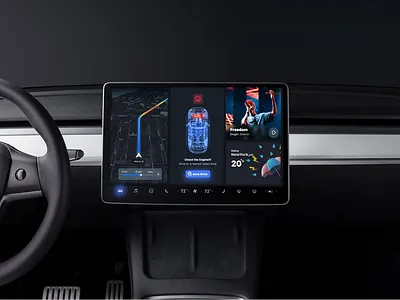 Car Infotainment System-HMI Concept for Tesla cars auto drive car car infotainment system chart dashboard data display hmi navigation night mode tesla ui vehicle