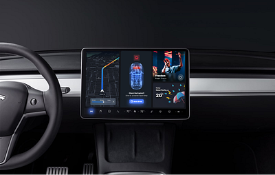 Car Infotainment System-HMI Concept for Tesla cars auto drive car car infotainment system chart dashboard data display hmi navigation night mode tesla ui vehicle