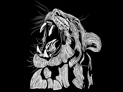 Digital Line Art - Tiger art black papear digital digital art digital artist drawing illustration line art line drawing tiger drawing white art