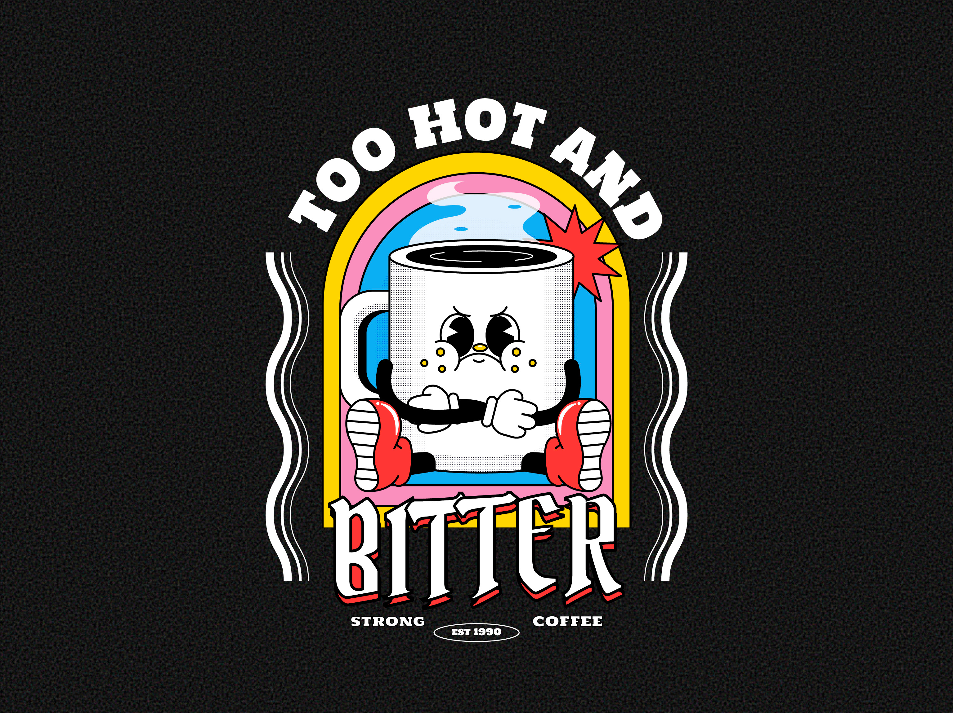 There’s nothing sweeter than... 2d art acid style bitter cartoon coffee flat illustration maximalist design old cartoon old school retro streetwear trendy urban style vector