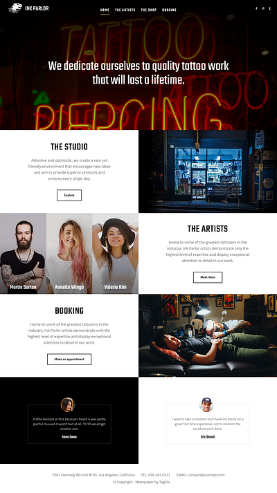 TATTOO Website Design branding graphic design illustration typography ui ux webdesign