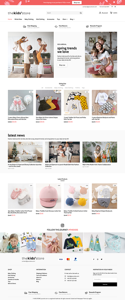 KIDS Clothing Store branding design graphic design ui ux webdesign