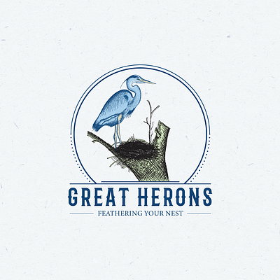 Great Herons Logo Design bird bird logo branding design graphic design heron illustration lineart logo vector vintage