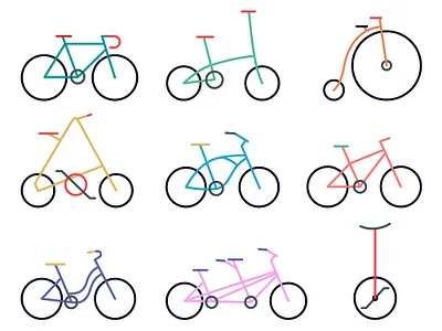 Minimalist bikes bicycle bike cycle emblem graphic design logo minimal minimalism monocycle old bicycle race road bicycle sign sport tandem transport vector wheel