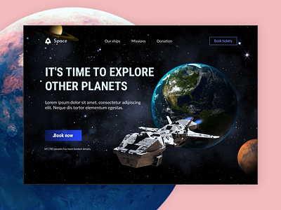 Landing page UI design earth landing page space ui ux website