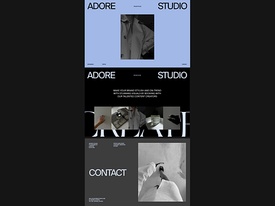 ADORE STUDIO – CONTENT CREATION STUDIO CONCEPT art direction branding content design fashion graphic graphic design layout minimal photo photography typography ui uiux video website