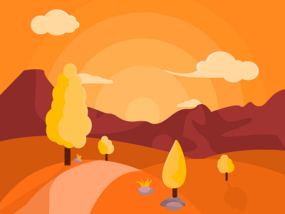 Autumn landscape ai autumn design figure graphic design illustration illustrator landscape ui vector