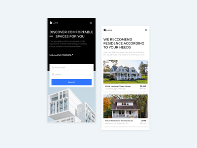 Luicia - Real Estate Mobile Landing Page architecture design flat minimal mobile real estate