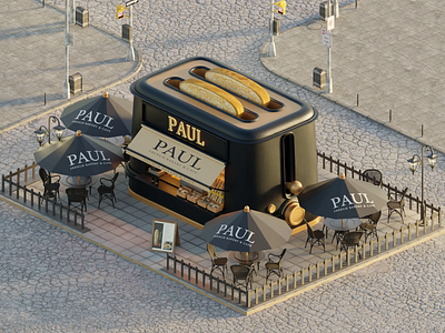 Paul 3d animation blender blender3d c4d design illustration motion graphics paul restaurant