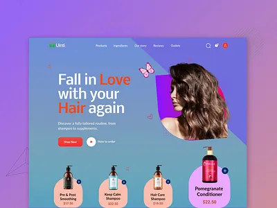 Hair Care Website Header design graphic design landing page ui web ui website