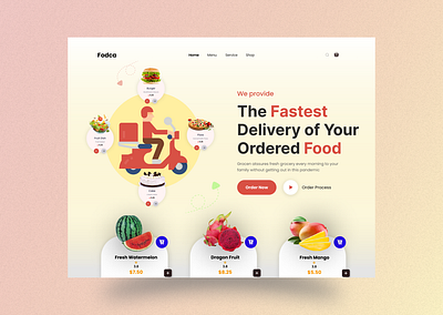 Food Delivery Website Header design graphic design illustration landing page ui web ui website