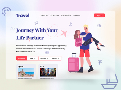 Travel Landing Page ✈️ adventure agency booking app destination explore flight app homepage hotel app landing page travel travel agency travel app travel booking travel landing page travelling trip uiux vacation web design website