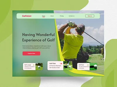 Golf Header Website design graphic design landing page ui web ui website