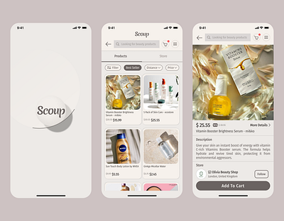 Scoup : Beauty Products Mobile App app beauty design e commerce mobile ui ux