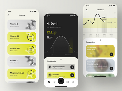 Epigee - personal bio-age test app app blood test chronological age design epigenetic age health ios medical minimal mobile ui ux