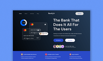 Banking Website Header Section design graphic design landing page ui web ui website