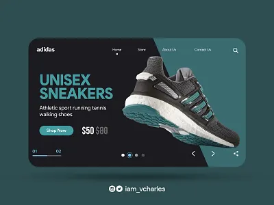 Adidas Unisex Sneakers Landing Page UI Design adidas adidas landing page design brand brand design branding design graphic design illustration landing page design ui uiux user experience design user interface design ux vector web design