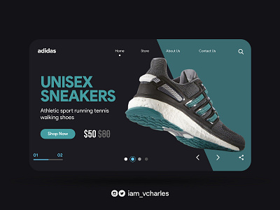 Adidas Unisex Sneakers Landing Page UI Design adidas adidas landing page design brand brand design branding design graphic design illustration landing page design ui uiux user experience design user interface design ux vector web design
