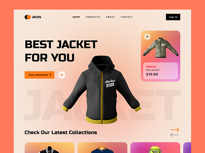 Jacket website 2022 trend design figma header headerdesign hero jacket header jacket landing jacket landing page jacket website landing page design trending ui uiuxdesign user experience user interface ux web webdesign