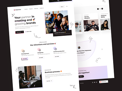 Improww home page: landing page design agency clean digital digital agency home page landing landing page landing page ui landing ui minimal modern ui ui design ux ux design web web design web ui website website ui
