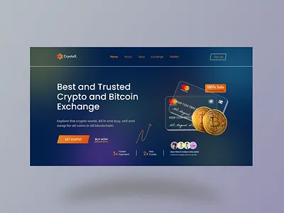 Cryptocurrency Website Header design graphic design landing page ui web ui website