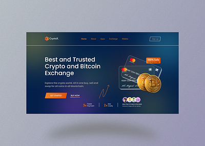 Cryptocurrency Website Header design graphic design landing page ui web ui website