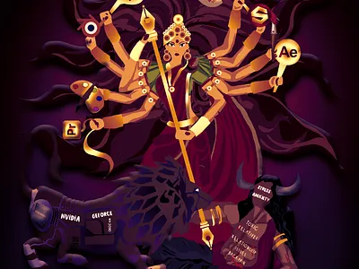 Hindu mythology goddess durga maa illustration art artwork assam design devi durga durga illustration india indian goddess kolkata