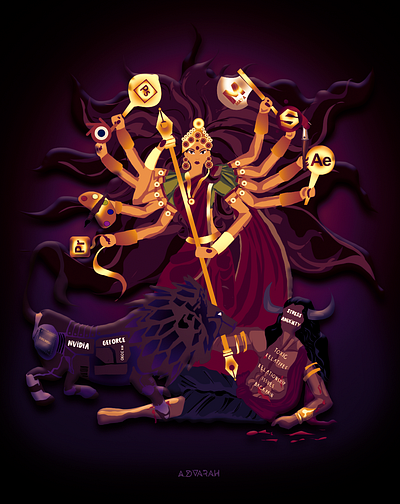 Hindu mythology goddess durga maa illustration art artwork assam design devi durga durga illustration india indian goddess kolkata