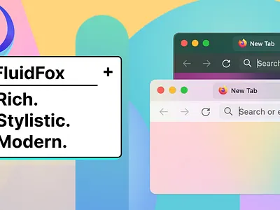 FluidFox, a modern Firefox theme for macOS app branding illustration logo ui vector