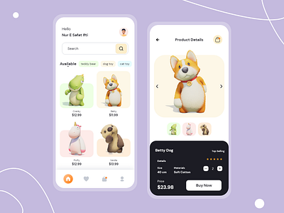 Toy Shop App app design graphic design minimal ui ux vector