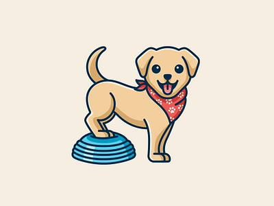 Dog Rehab adorable balance canine character cute dog doggy exercise illustration injury labrador limbs mascot paw print rehab rehabilitation scarf surgery therapy training