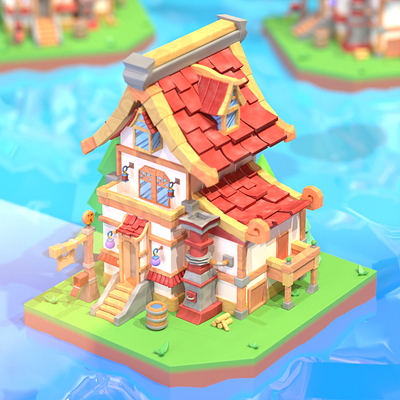 Island artwork blender blender 2.9 blender 3d blender3d illustration isometric